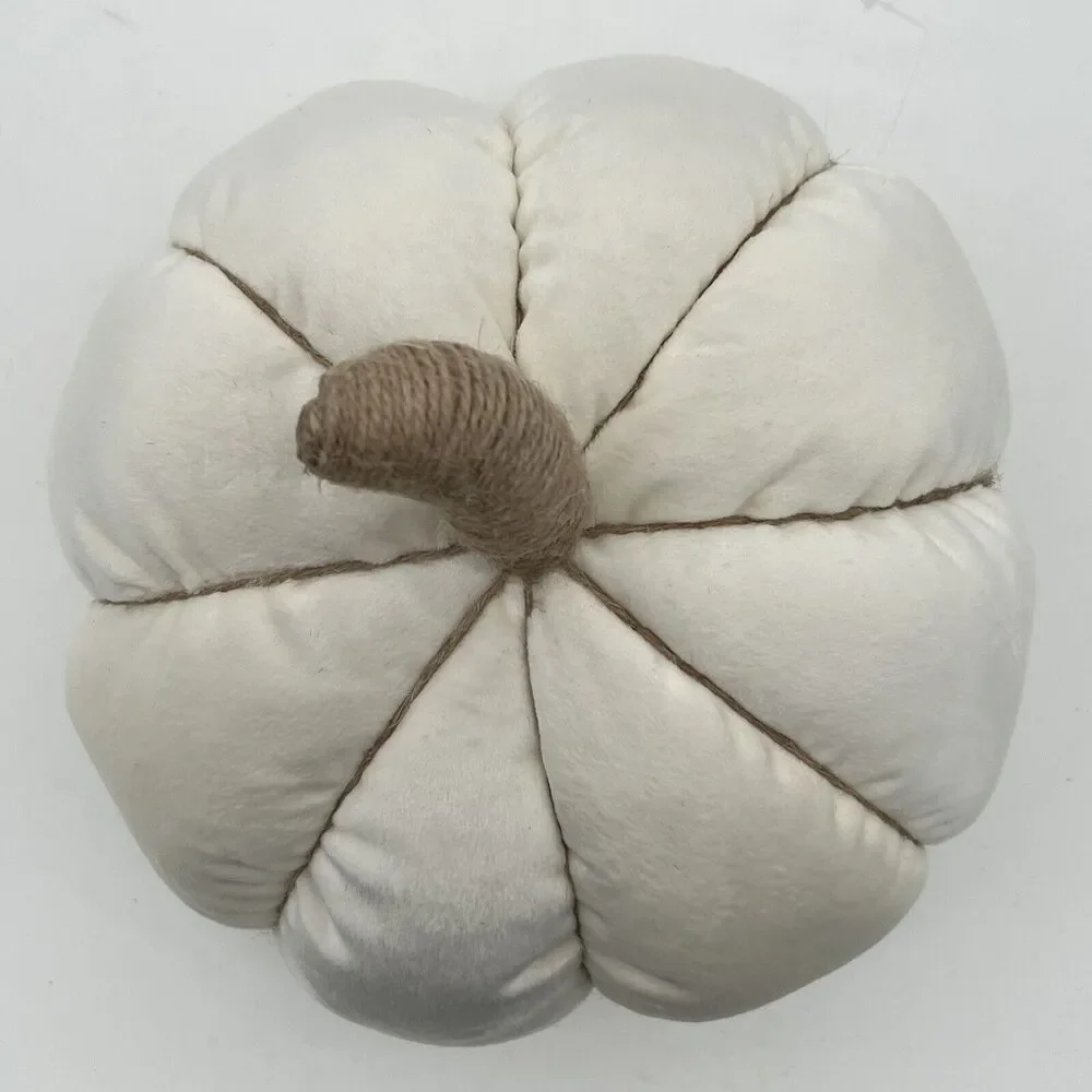 Ivory Velvet Pumpkin Shaped‎ Decorative Pillow Way To celebrate Size 6”X 9” Soft